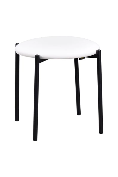 Vilinze Nil Siyah Metal Ayak Deri İstiflenebilir Mutfak-Balkon Taburesi (4 Adet) - 2