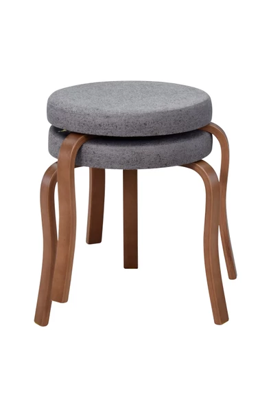 Vilinze Ege Kestane Ahşap Ayak İstiflenebilir Mutfak-Balkon Taburesi (2 Adet)