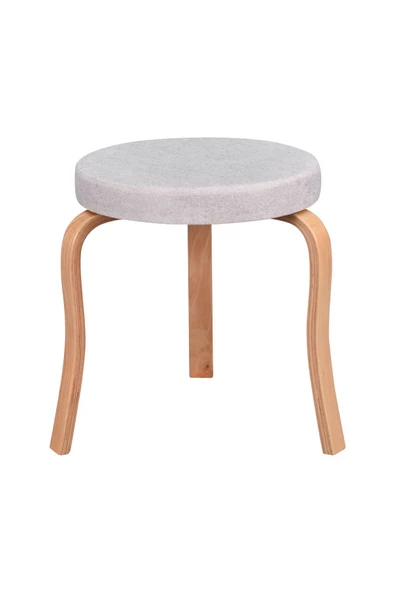 Vilinze Ege Naturel Ahşap Ayak İstiflenebilir Mutfak Balkon Taburesi 2 Adet - 3