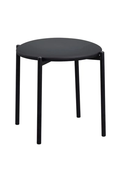 Vilinze Nil Siyah Metal Ayak Deri İstiflenebilir Mutfak-Balkon Taburesi (6 Adet) - 2