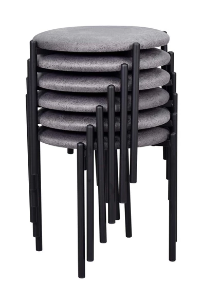 Vilinze Nil Siyah Metal Ayak İstiflenebilir Mutfak-Balkon Taburesi (6 Adet)