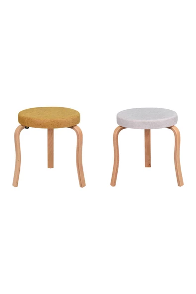 Vilinze Ege Naturel Ahşap Ayak İstiflenebilir Mutfak-Balkon Taburesi (4 Adet) - Resim 3