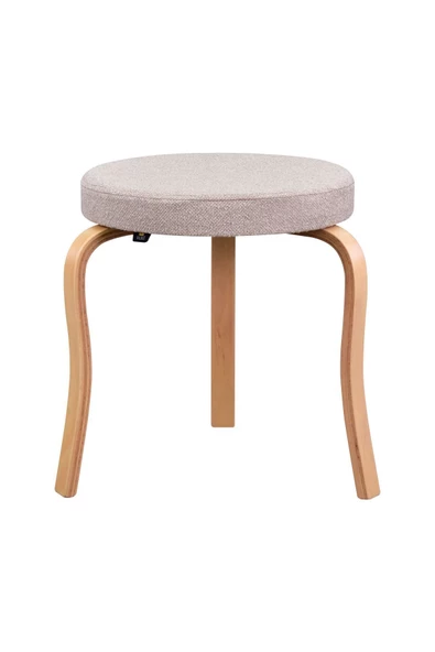 Vilinze Kumaş Naturel Ahşap Ayak İstiflenebilir Mutfak-Balkon Taburesi 2 Adet - 2