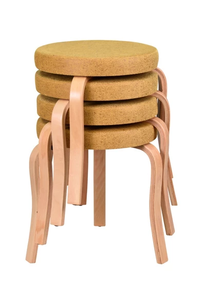 Vilinze Ege Naturel Ahşap Ayak İstiflenebilir Mutfak-Balkon Taburesi (4 Adet) - Resim 2