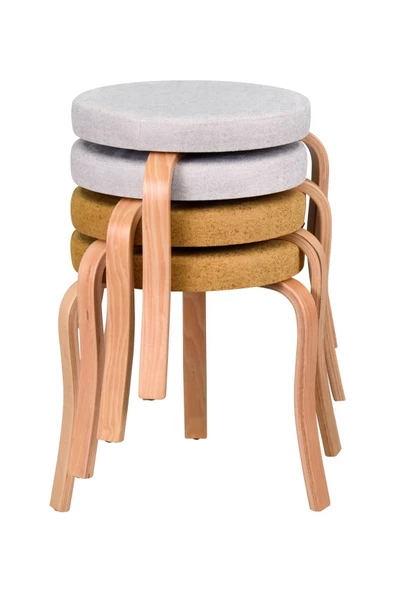 Vilinze Ege Naturel Ahşap Ayak İstiflenebilir Mutfak-Balkon Taburesi (4 Adet) - Resim 2