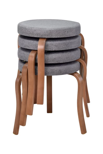 Vilinze Ege Kestane Ahşap Ayak Istiflenebilir Mutfak-Balkon Taburesi (4 Adet)