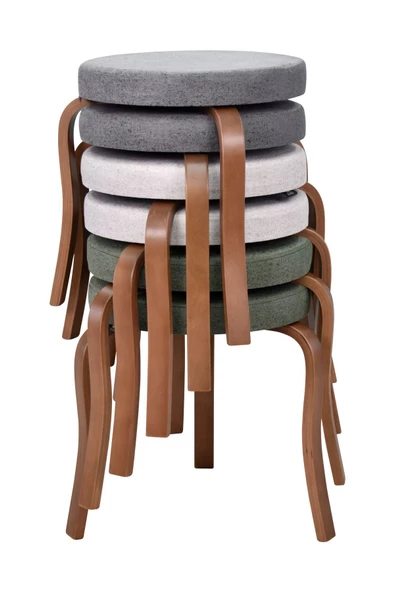 Vilinze Ege Kestane Ahşap Ayak Istiflenebilir Mutfak-Balkon Taburesi (6 Adet)