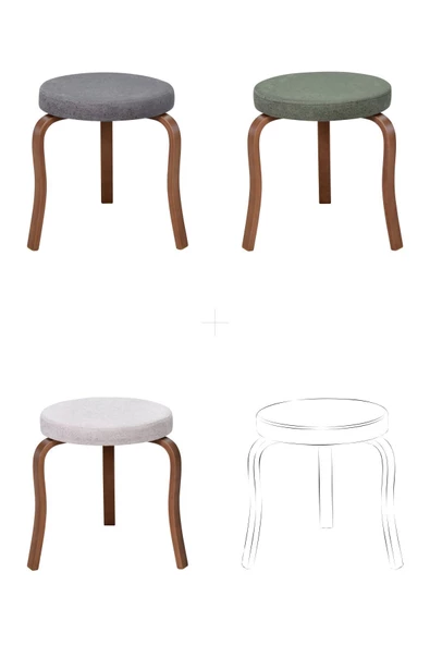 Vilinze Ege Kestane Ahşap Ayak Istiflenebilir Mutfak-Balkon Taburesi (6 Adet) - 2