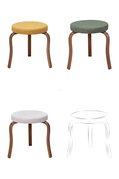 Vilinze Ege Kestane Ahşap Ayak İstiflenebilir Mutfak-Balkon Taburesi (6 Adet) - 2