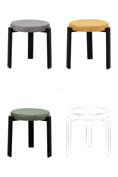 Vilinze Teras Siyah Metal Ayak İstiflenebilir Mutfak-Balkon Taburesi (6 Adet) - 2