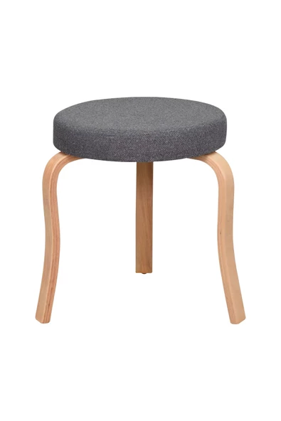 Vilinze Ege Teddy Kumaş Naturel Ahşap Ayak Istiflenebilir Mutfak-Balkon Taburesi (6 Adet) - 2