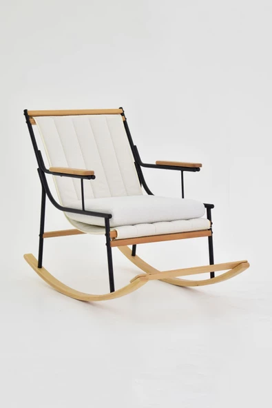 Vilinze Bal Ahşap-Metal Teddy Sallanan Koltuk Tv Sandalyesi - 2