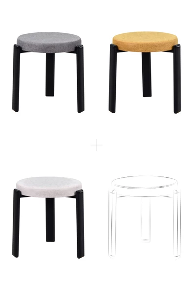 Vilinze Teras Siyah Metal Ayak İstiflenebilir Mutfak-Balkon Taburesi (6 Adet) - 2