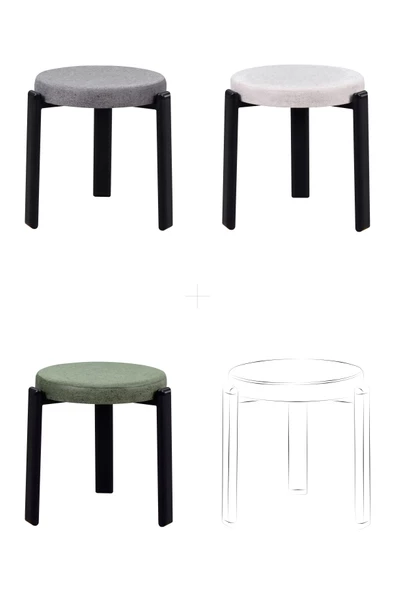 Vilinze Teras Siyah Metal Ayak İstiflenebilir Mutfak-Balkon Taburesi (6 Adet) - Resim 2