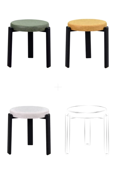 Vilinze Siyah Metal Ayak İstiflenebilir Mutfak-Balkon Taburesi (6 Adet) - Resim 2