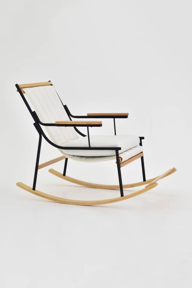 Vilinze Bal Ahşap-Metal Teddy Sallanan Koltuk Tv Sandalyesi - 3