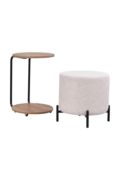 Vilinze Çok Amaçlı Metal C Sehpa Puf Seti - Resim 2