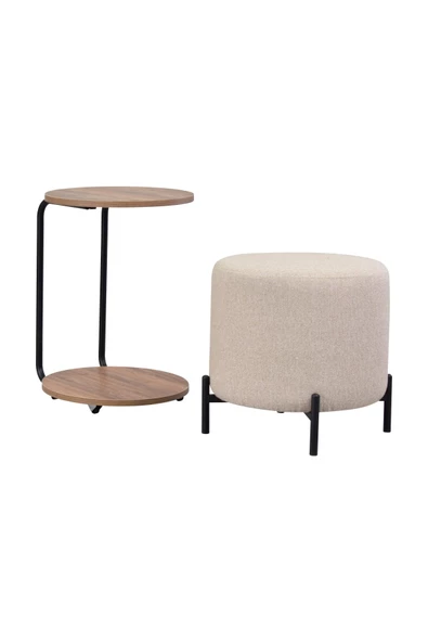 Vilinze Çok Amaçlı Metal C Sehpa Puf Seti - 2