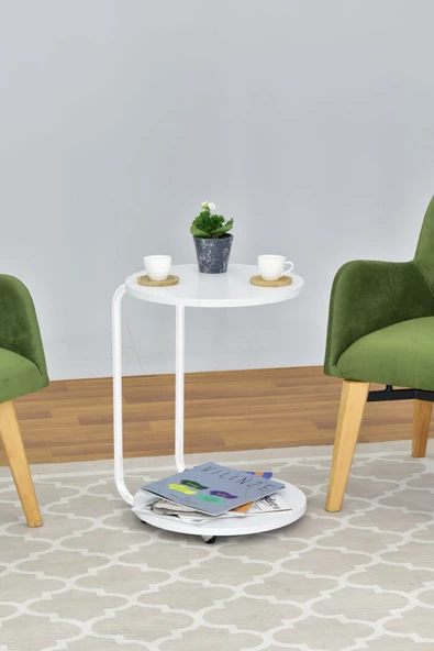 Vilinze Emr Tekerlekli Yuvarlak C Sehpa