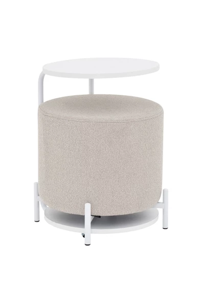 Vilinze Çok Amaçlı Metal C Sehpa Teddy Puf Seti - 2