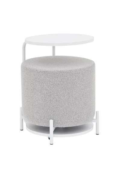 Vilinze Çok Amaçlı Metal C Sehpa Teddy Puf Seti