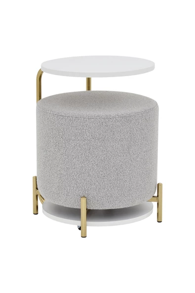 Vilinze Çok Amaçlı Metal Gold Ayak C Sehpa Teddy Puf Seti - 2