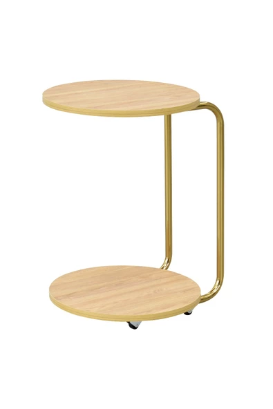 Vilinze Çok Amaçlı Metal Gold Ayak C Sehpa Teddy Puf Seti - 5