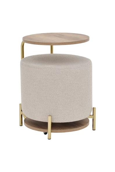 Vilinze Çok Amaçlı Metal Gold Ayak C Sehpa Teddy Puf Seti