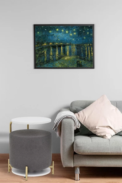 Vilinze Çok Amaçlı Metal Gold Ayak C Sehpa Teddy Puf Seti