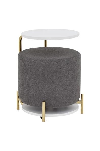 Vilinze Çok Amaçlı Metal Gold Ayak C Sehpa Teddy Puf Seti - 2