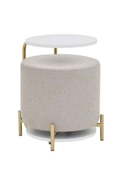 Vilinze Çok Amaçlı Metal Gold Ayak C Sehpa Teddy Puf Seti - 2