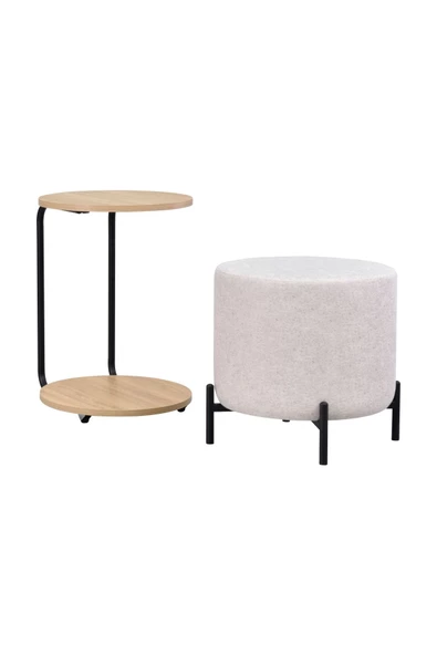 Vilinze Çok Amaçlı Metal C Sehpa Puf Seti - 2