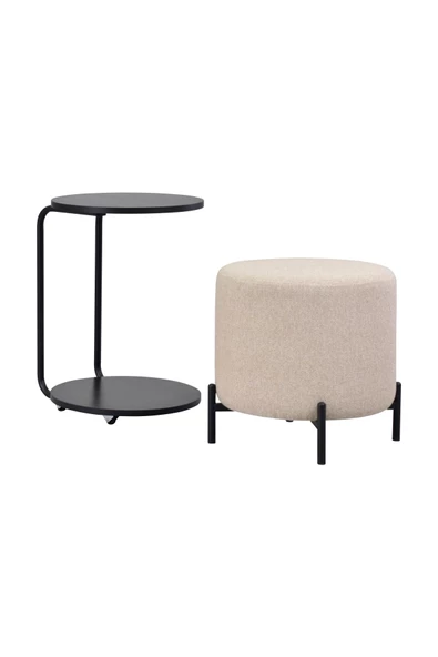 Vilinze Çok Amaçlı Metal C Sehpa Puf Seti - 2