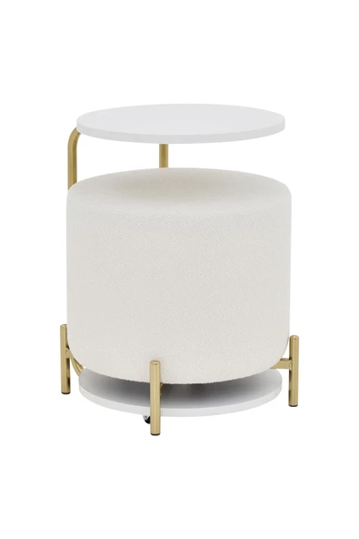 Vilinze Çok Amaçlı Metal Gold Ayak C Sehpa Teddy Puf Seti - 2