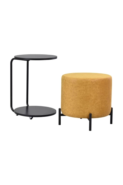 Vilinze Çok Amaçlı Metal C Sehpa Puf Seti - 2