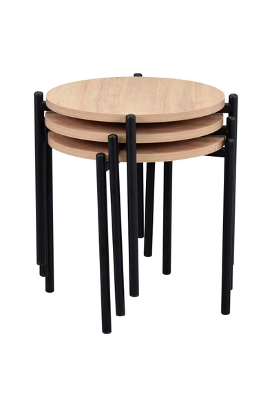 Vilinze Ay Metal Çok Amaçlı Zigon Tabure (3 Adet) ürün görseli 1