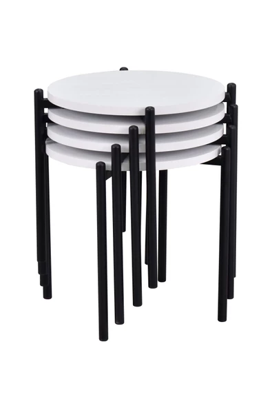 Vilinze Ay Metal Çok Amaçlı Zigon Tabure (4 Adet)