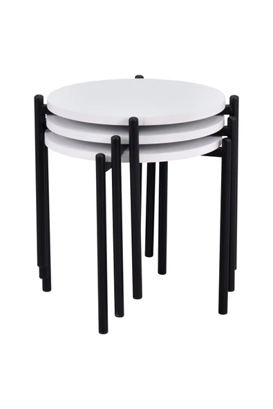 Vilinze Ay Metal Çok Amaçlı Zigon Tabure (3 Adet) ürün görseli 1