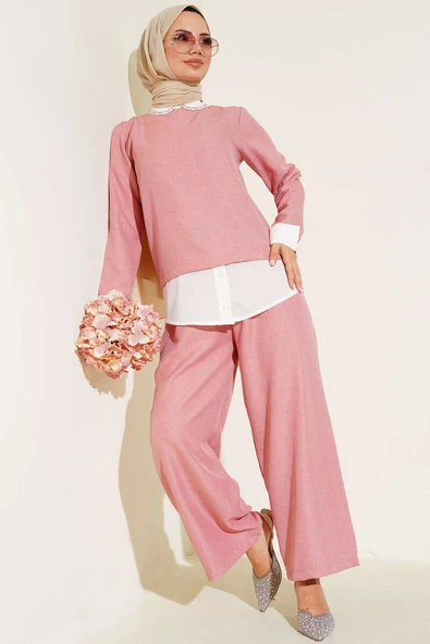 Yaka Taşlı Garnili İkili Takım Pudra ürün görseli 1