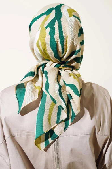 Zebra Desen Eşarp Yeşil - 3