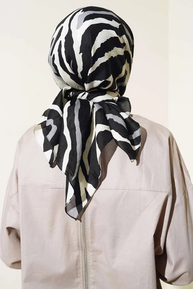 Zebra Desen Eşarp Siyah - 3