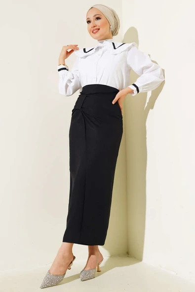 Fırfırlı Bebe Yaka Gömlek Beyaz - Resim 2