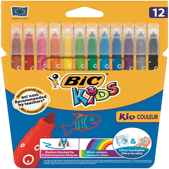 Bic Keçeli Boya Kalemi Kids Couleur Yıkanabilir 12 Renk ürün görseli