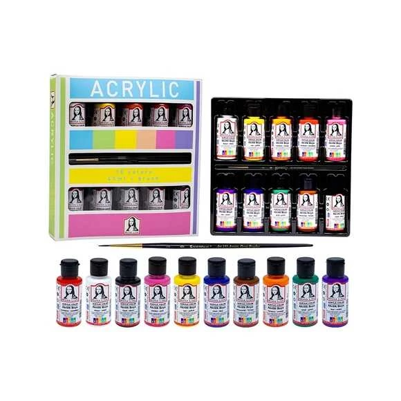 Monalisa Akrilik 10 Chalk X 40 Ml + Fırça Set Adet