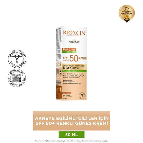 Bioxcin Sun Care Çok Yüksek Korumalı Akneye Eğilimli Ciltler İçin Renkli Güneş Kremi SPF50+ 50ml - Resim 2
