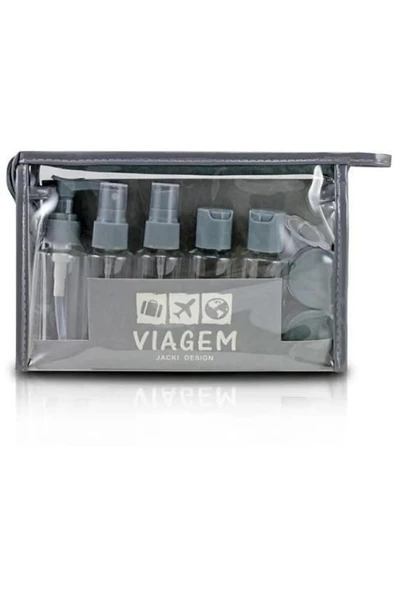 7 Parça Özel Çantalı Seyehat Şişe Seti Tatil Seyehat Çantası - Sıvı Sabun, Şampuan, Krem Kutusu - 2