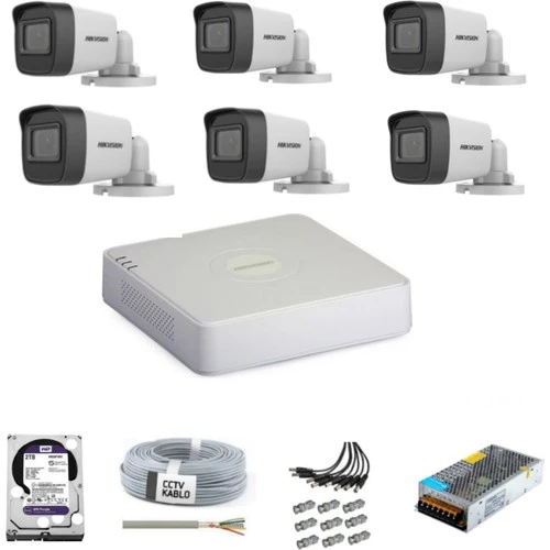 Hikvision Haıkon 6 Kameralı Güvenlik Kamera Hazır Set 1tb 7/24 Hdd-1tb Kayıt Kapasiteli Sistem