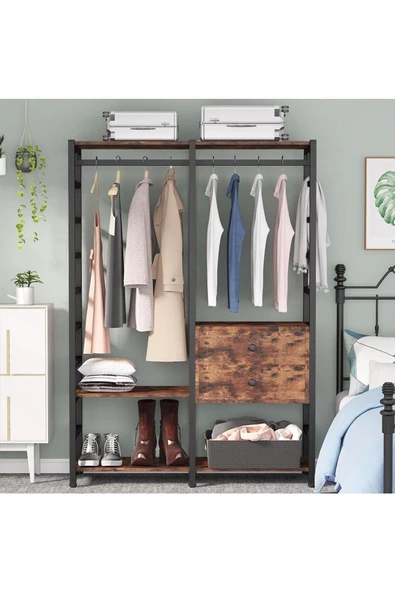 Zizuva Özel Tasarım Çekmeceli Açık Metal Gardırop - 2