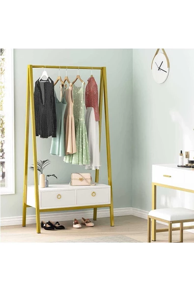 Zizuva Tasarım Gold Açık Gardırop Kıyafet Askılığı - 3