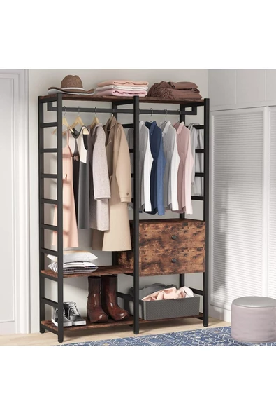 Zizuva Özel Tasarım Çekmeceli Açık Metal Gardırop - 3